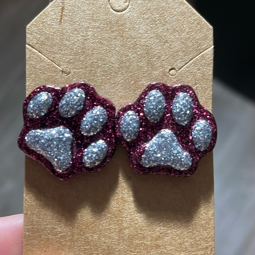 Resin Paw print earrings